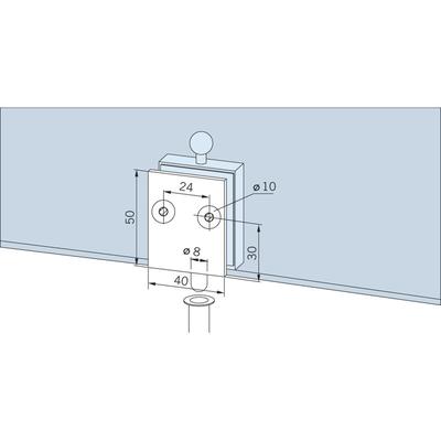DORMA-Glas Feststellriegel 12.315 mit Bodenbuchse für 10 mm Glas,silber eloxiert Image