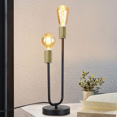 Gbly - Tischlampe Vintage Nachttischlampe Schwarz Wohnzimmer Schwarz Gold Tischleuchte Kinder in Image