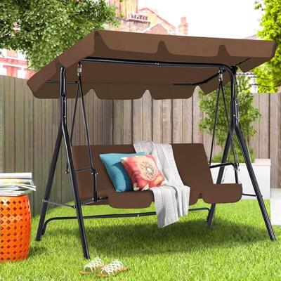 3-Sitzer Hollywoodschaukel mit verstellbarem Vordach, Gartenschaukel mit abnehmbarem Kissen und Image