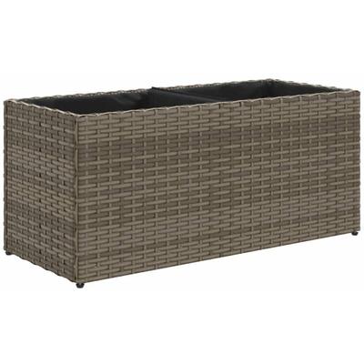 Vidaxl - Hochbeet mit 2 Fächern Grau 72x30x32 cm Poly Rattan Image