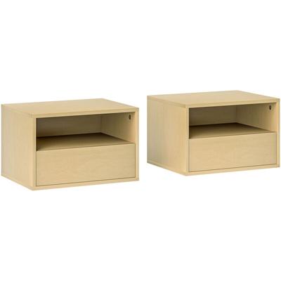 Nachttisch hängend 2er Set, schwebender Nachtschrank mit Schublade, offenes Fach, Wandregal, Image