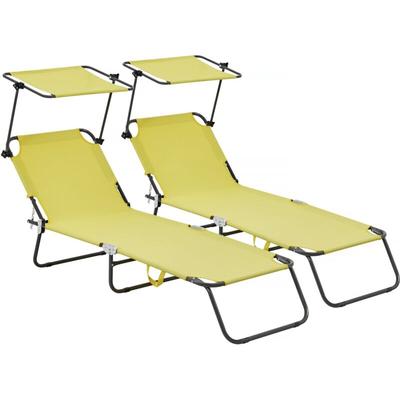 Habitat Et Jardin - Klappbare Sonnenliegen 2er-Set 'Lazy' - Mit Sonnenschutz - Gelb Image