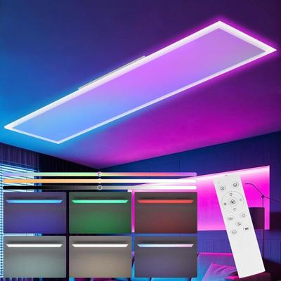 Gbly - led Panel 120x30 Deckenleuchte - Deckenpanel Dimmbar Lang rgb Backlight Farbwechsel Image