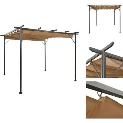 Rosenbögen, Gitter & Pergolen - Living Pergola mit Ausziehbarem Dach Taupe 3x3 m Stahl 180 g/m² Image