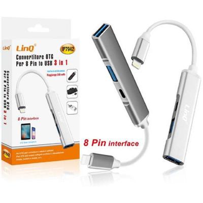Trade Shop - OTG KONVERTER LIGHTNING ZU LIGHTNING ANSCHLUSS + 2XUSB 3IN1 HUB IPHONE IP7942 - Image