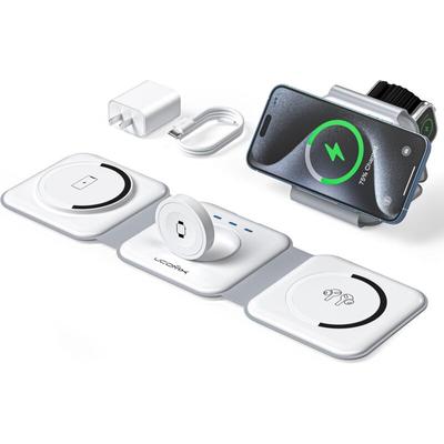3-in-1-Ladestation für mehrere Geräte, faltbares 3-in-1-Ladegerät für Reisen, kabellose Image