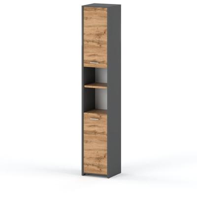 Freistehender Badezimmerschrank Eiche grau Wotan 30 cm Loft-Badezimmerpodest Image