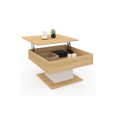 Couchtisch Klapptisch eden quadratisch aus Holz und Weiß Image