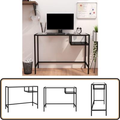 Vidaxl - Computertisch Schwarz 100x36x74 cm Glas - PC-Tisch - Schreibtisch - Glastisch - Industriel Image