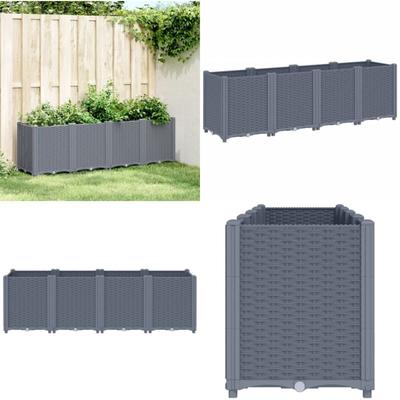 Pflanzkübel Grau 160x40x53 cm pp - Blumentopf - Pflanzkasten - Rattan Optik - Gartenmöbel Image