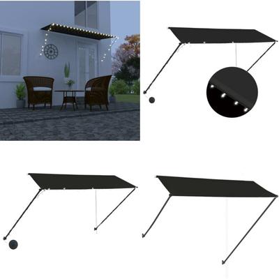 Einziehbare Markise mit led 300×150 cm Anthrazit - Ausziehbarer Sonnenschutz - Terrasse Markise Image