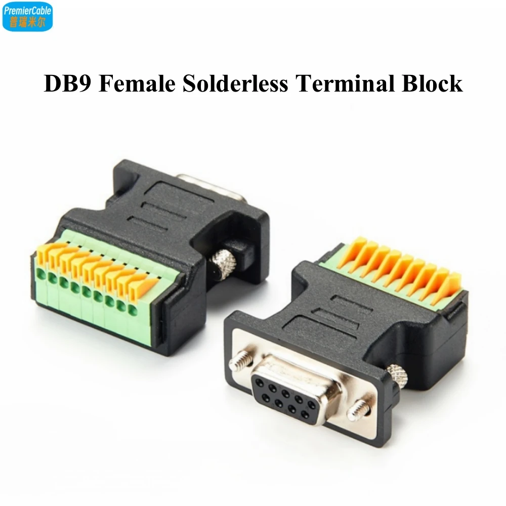 DB9 weiblicher lötfreier Breakout-Stecker D-Sub 9Pin auf Feder-Crimp-Verkabelungspresse-Klemmenblock DB9 Quick Connect-Adapter Image