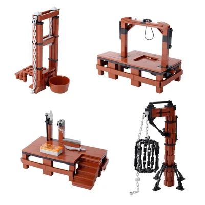 MOC Mittelalterliche Gefängnis Ausführung Boden Hängen Käfig Bausteine Kit Burg Szene Montieren Image