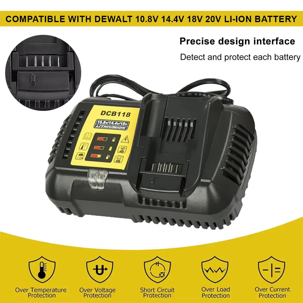4,5 A schnelles Ladegerät DCB118 für Dewalt Li-Ionen-Akku 14,4 V 18 V 20 V DCB180 DCB181 DCB200 DCB203 DCB205 DCB115 DCB105 DCB140 Image