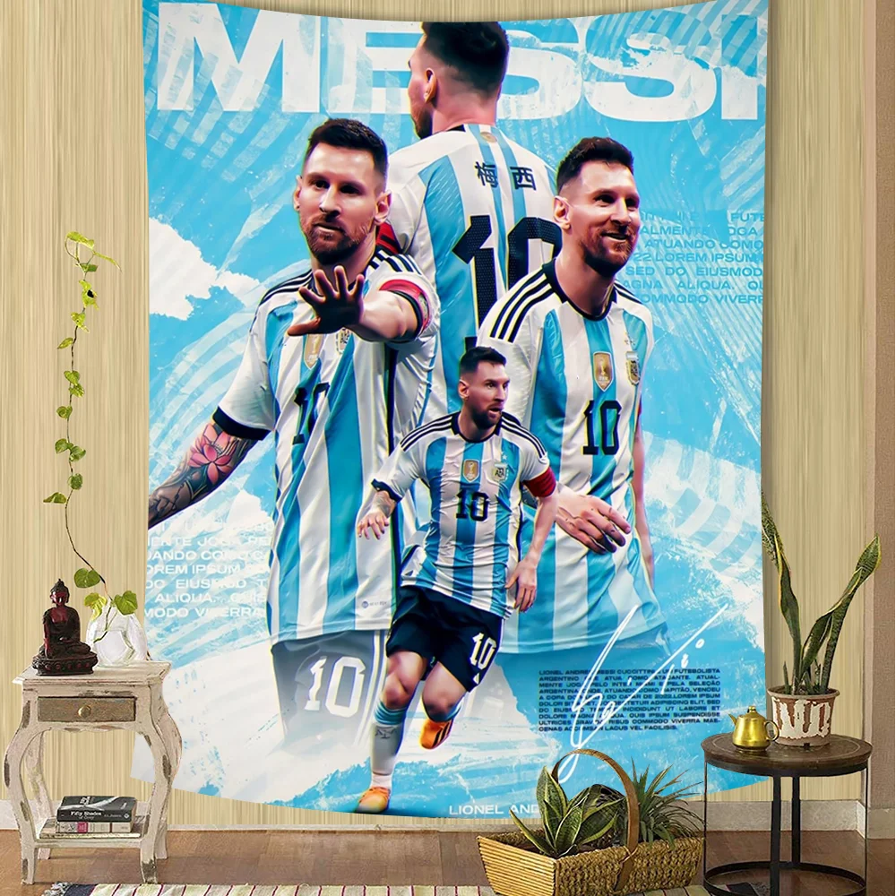 Fußballstar M-Messi Alles Gute zum Geburtstag Hintergrund Hintergrund Vinyl Frauen Geburtstag Party Kuchen Tischdekorationen Fotoshooting Banner Image
