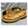 Pferdeleder Herrenschuhe Casual Dicke Sohle Retro Kurzes Gesicht Arbeitskleidung Schuhe