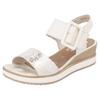 Sandalette REMONTE "ELLE-Collection", Damen, Gr. 44, gold (creme, goldfarben), Leder, Bast, feminin, Schuhe, Sommerschuh, Sandale, Bequemschuh mit Klett unter der Zierschnalle