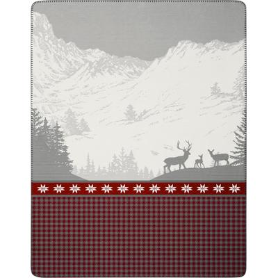Wohndecke BIEDERLACK "Wohndecke Alp View", grau, B:150cm L:200cm, Baumwolle, Polyester, Wohndecken, mit romantischem Alpenpanorama Image