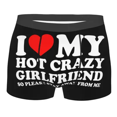 Benutzerdefinierte I Love My Hot Crazy Girlfriend I Love My Hot Crazy GF Paar Boxershorts Männer 3D-Druck Männliche weiche Unterwäsche Höschen Slips Image