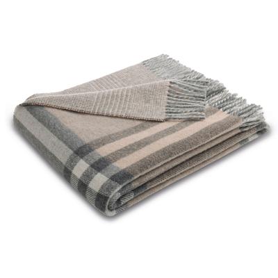 Plaid BIEDERLACK "Plaid Twin Check", braun, B:150cm L:200cm, Wolle, Kaschmir, Wohndecken, im klassischen Karodesign Image