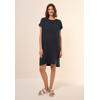 Midikleid CECIL, Damen, Gr. L (42), US-Größen, blau (universal blau), Web, 100% Baumwolle, unifarben, casual, comfort fit kniefrei, U-Boot-Ausschnitt, Kurzarm Bündchen, Kleider, aus 100% Baumwolle