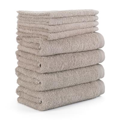 Handtuch Set MÖVE "Superwuschel 100% Premium Cotton Baumwolle", weiß (cashmere), 8 tlg., Walkfrottier, Obermaterial: 100% Baumwolle, Handtuch-Sets, Made in Germany, Handtuch Set mit Bordüre, einfarbig, weich Image