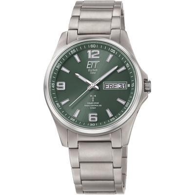 Funkuhr ETT "Everest", titanfarben, grün, Armbanduhren, Herren, Armbanduhr, Herrenuhr, Datum, Solar, Titan Image