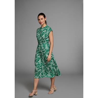 Midikleid HECHTER PARIS, Damen, Gr. 40, N-Gr, grün, floral, gemustert, Obermaterial: 100% Viskose, gemustert, feminin, figurumspielend wadenlang, Rundhals, ohne Ärmel angeschnitten, Kleider, mit Knopfleiste und Bindetaille Image
