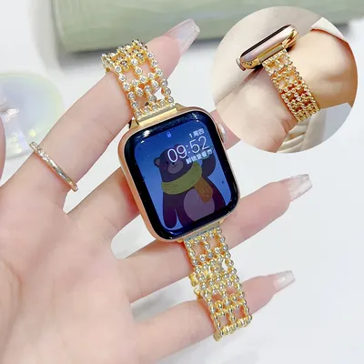 Diamantbesetztes Hohlarmband für Xiaomi Band 8 9, modisches Damen-Metallarmband für Apple Watch S10 Image