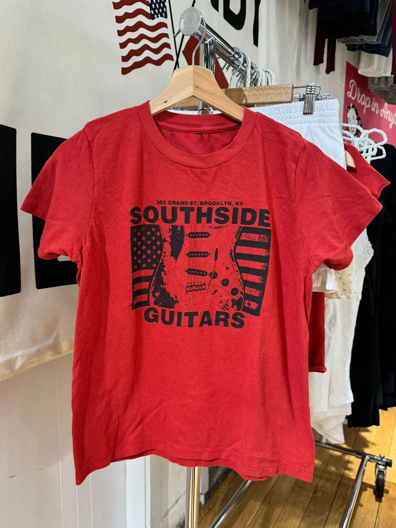 Gitarre Brief Drucken Rot T-Shirt Frau Sommer Rundhals Baumwolle Kurzarm T-shirts Vintage Streetwear Süße T-shirt Y2k Tops