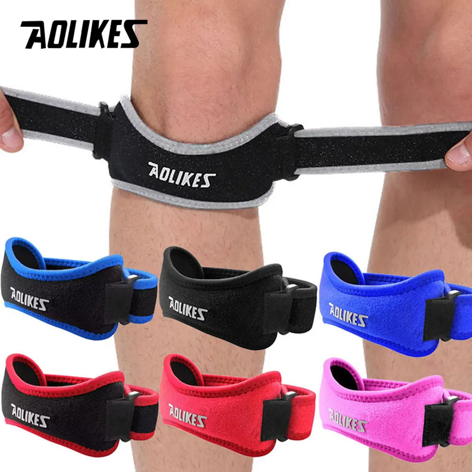 AOLIKES 1PCS Knie Patellasehne Knie Unterstützung Strape Brace Einstellbare Stoßdämpfung Kompression Knie Pad für Basketball Image