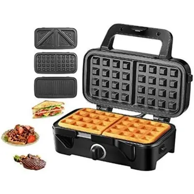Sandwich Maker, 3 in 1 Waffle Maker with Removable Plates, Indicator Lights, 5-gear Temperature