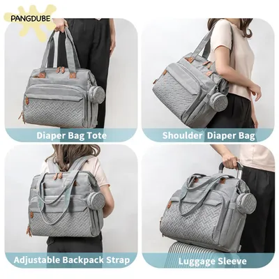 PANGDUBE Diaper Bags with 1pc Pacifier Bag Dad Mom Backpack for Travel Mommy Backpack for Baby