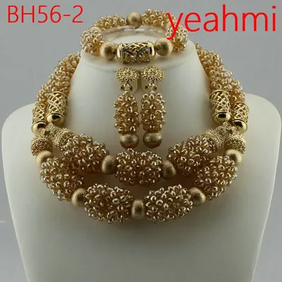 Nigerian Beads Wedding Jewelry Set Bridal Dubai Gold Color Jewelry Sets African Beads Jewelry Set
