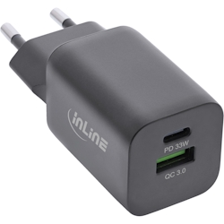 InLine® 31508C InLine® USB Netzteil, Ladegerät, USB-A + USB Typ-C, 33W, Power Delivery + Quick Charge, schwarz Image