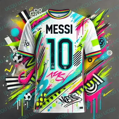 AI Street Graffiti Soccer Jersey for Kids and Adults, Special MESSI 10, Summer Tee, Intelligent