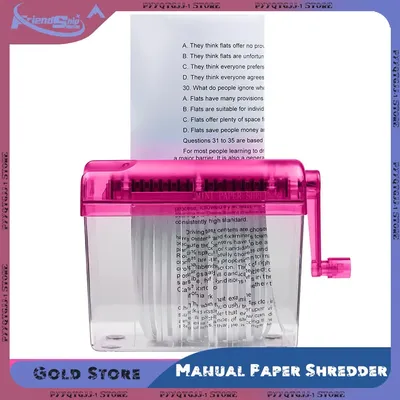 Manual Paper Shredder Hand Crank Portable Document Cutter for Office Home Desktop A4 A6 File Ticket