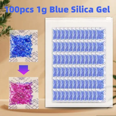 50/100pcs 1g Blue Silica Gel Desiccant Packet Dehumidifier Electronic Products Industrial Grade