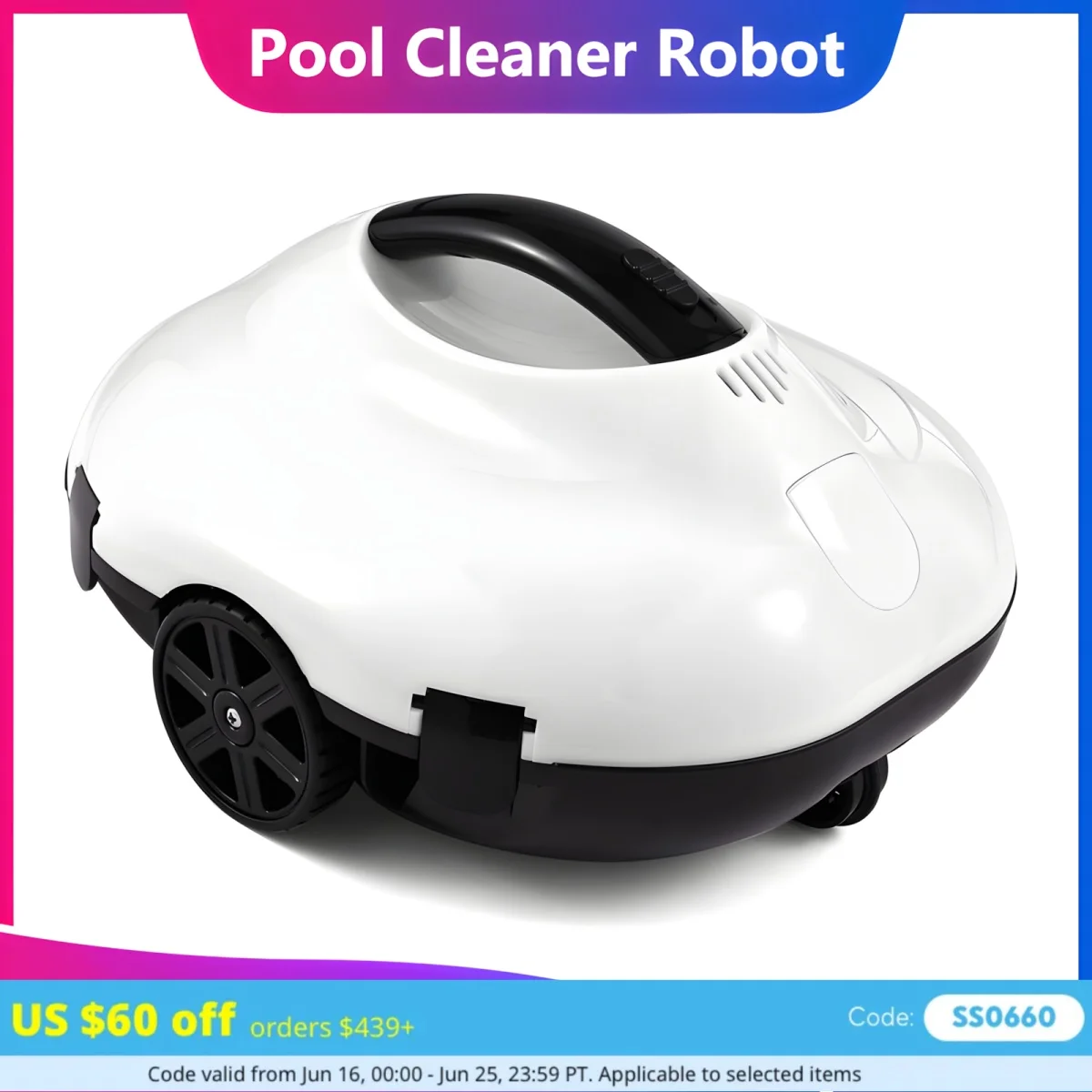 Aspirateur de piscine robot, nettoyeur de piscine sans fil avec autonomie de 120 minutes, stationnement automatique, charge rapide 2,5h, idéal pour piscine hors sol