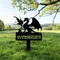 Logo de bienvenue de jardin de dinosaure d'elfe, logo de jardin de dinosaure en métal, décoration