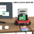 Lettore di dischi rigidi da USB a SATA IDE 2.5 da 3,5 pollici Docking station HDD SSD Doppio slot Custodia per disco rigido esterno HD esterno