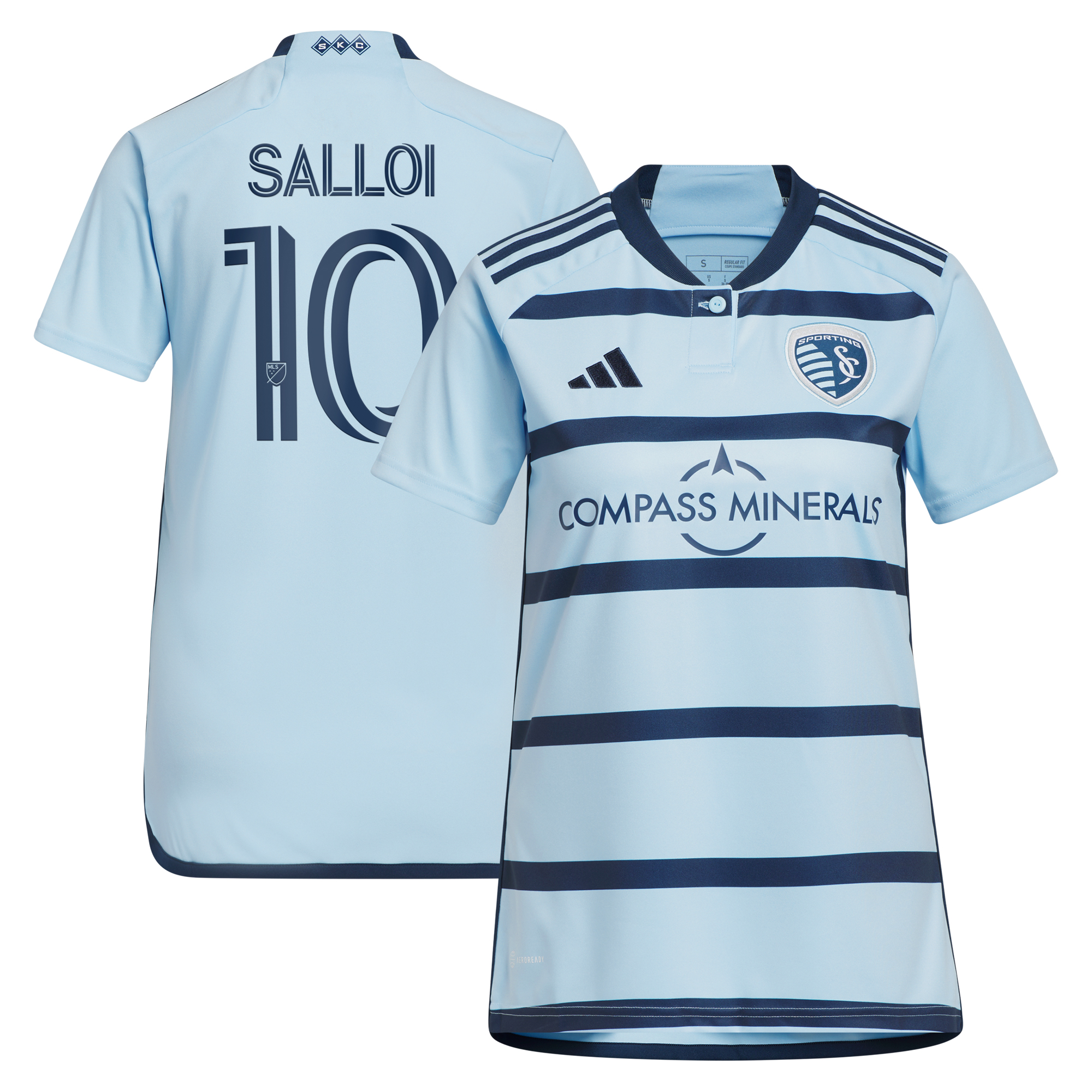 Women's adidas Daniel Salloi Light Blue Sporting Kansas City 2024 Hoops 4.0 Replica Player Jersey