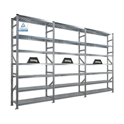 PROREGAL Fachbodenregal PROXIMO Stecksystem | Komplettregal | HxBxT 250x360x40cm | 7 Ebenen | Beidseitig nutzbar | Verzinkt Image