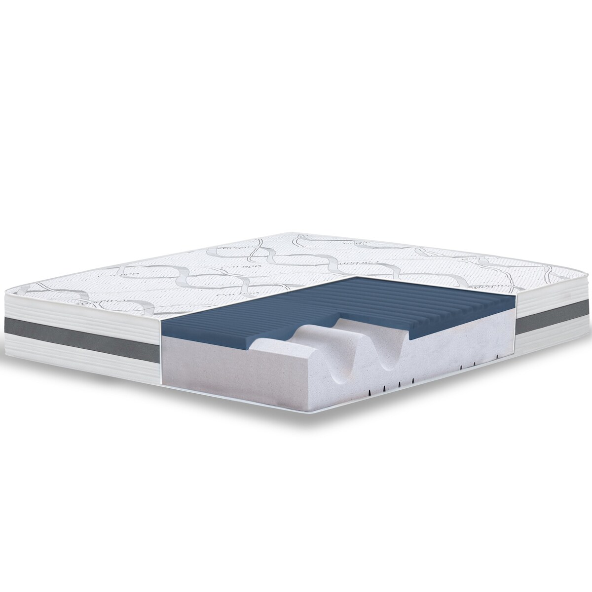 THE WHITE STONE Doppelmatratze 160x185 Memory Foam Premium Quality, Antibakteriell, Anti-Milben, Anti-Allergie.| Höhe 22 cm | Made in Italy Image