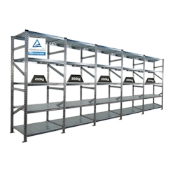 PROREGAL Fachbodenregal PROXIMO Stecksystem | Komplettregal | HxBxT 200x450x70cm | 5 Ebenen | Fachlast 200 kg | Beidseitig nutzbar | Verzinkt Image