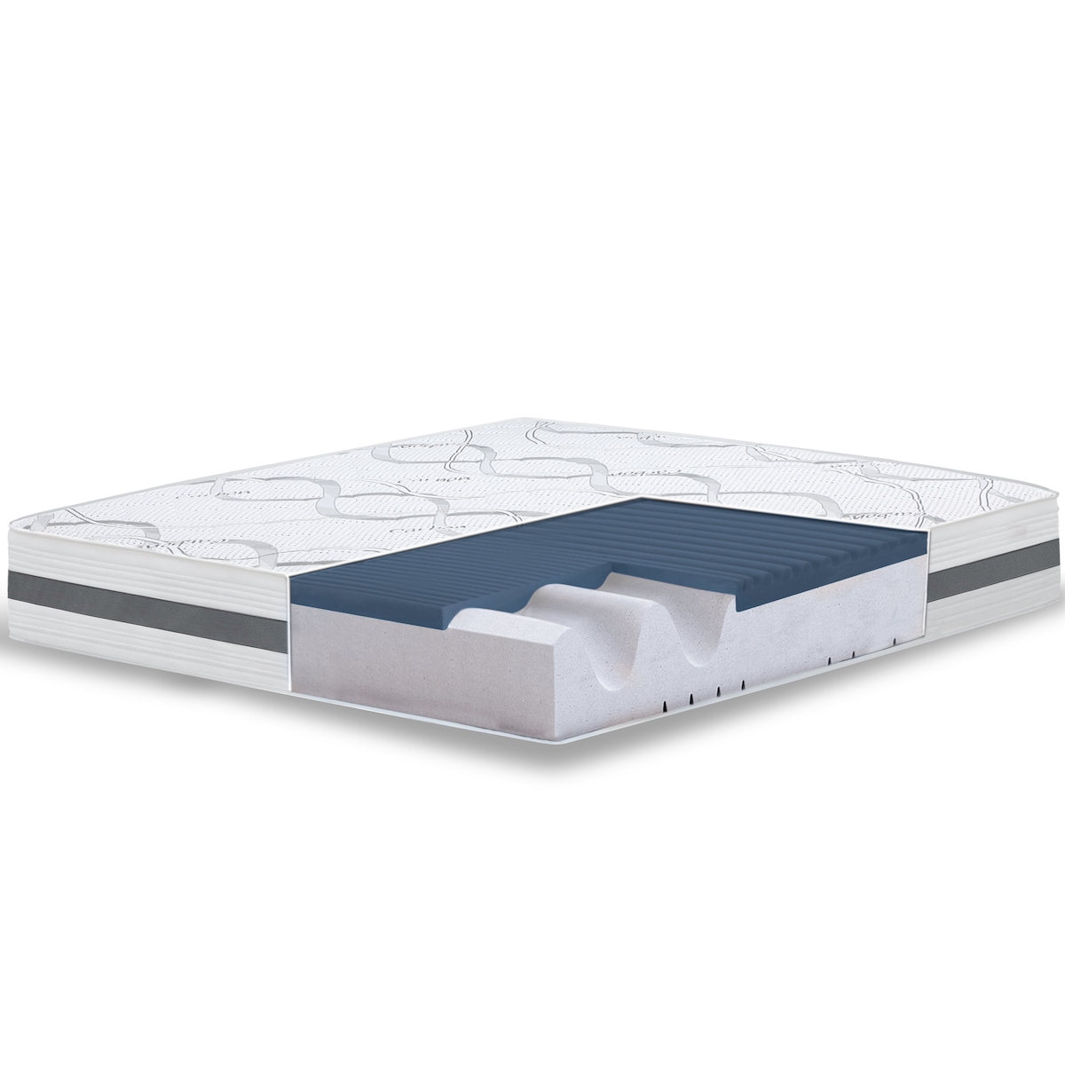 THE WHITE STONE Doppelmatratze 155x190 Memory Foam Premium Quality, Antibakteriell, Anti-Milben, Anti-Allergie.| Höhe 22 cm | Made in Italy Image