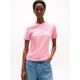 T-Shirt TOMMY HILFIGER "SLIM CODY C-NK SS", Damen, Gr. XXXL (46), rosa (classic pink), Jersey, Obermaterial: 100% Baumwolle, unifarben, casual, slim fit hüftlang, Rundhals, Kurzarm abgesteppt, Shirts, mit Logostickerei