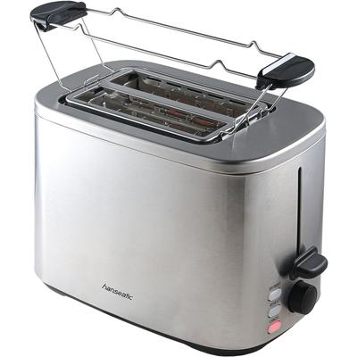 HANSEATIC Toaster "HT8007SD", silber, B:17cm H:19cm T:28cm, Toaster, mit Brötchenaufsatz Image
