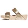 Keilpantolette FITFLOP "LULU", Damen, Gr. 36, grau (platinfarben), Synthetik, metallic, modisch, Schuhe, Keilsandale, Sommerschuh in schmaler Form