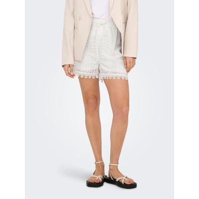 Shorts ONLY "ONLHELENA STRING LACE SHORTS WVN", Damen, Gr. M (38), N-Gr, rot (cloud dancer), Web, Obermaterial: 70% Baumwolle, 30% Nylon, unifarben, modisch, regular fit kurz, Hosen Image